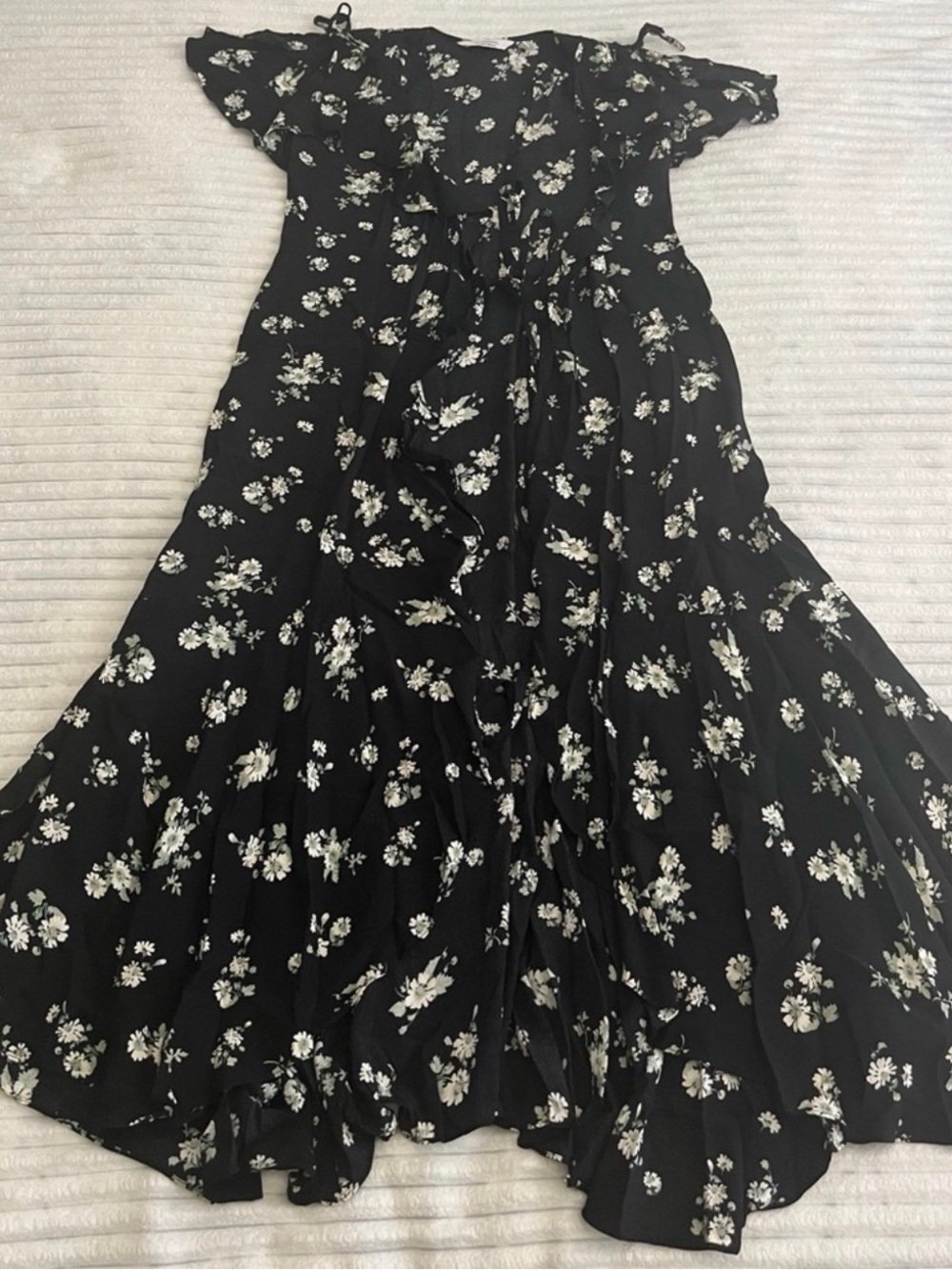 & Other Stories Black Floral Wrap Dress